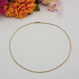 Lindsey Leigh Jewelry 585 14K Yellow Gold Spiga Chain Necklace 16 0.4mm Signed